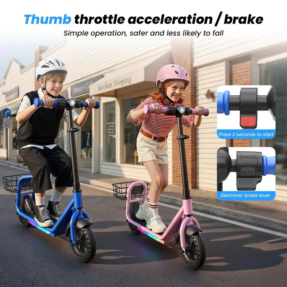 iScooter iK7 trotinete elétrica infantil 20 km/h, assento, cesto e aplicação 8/12