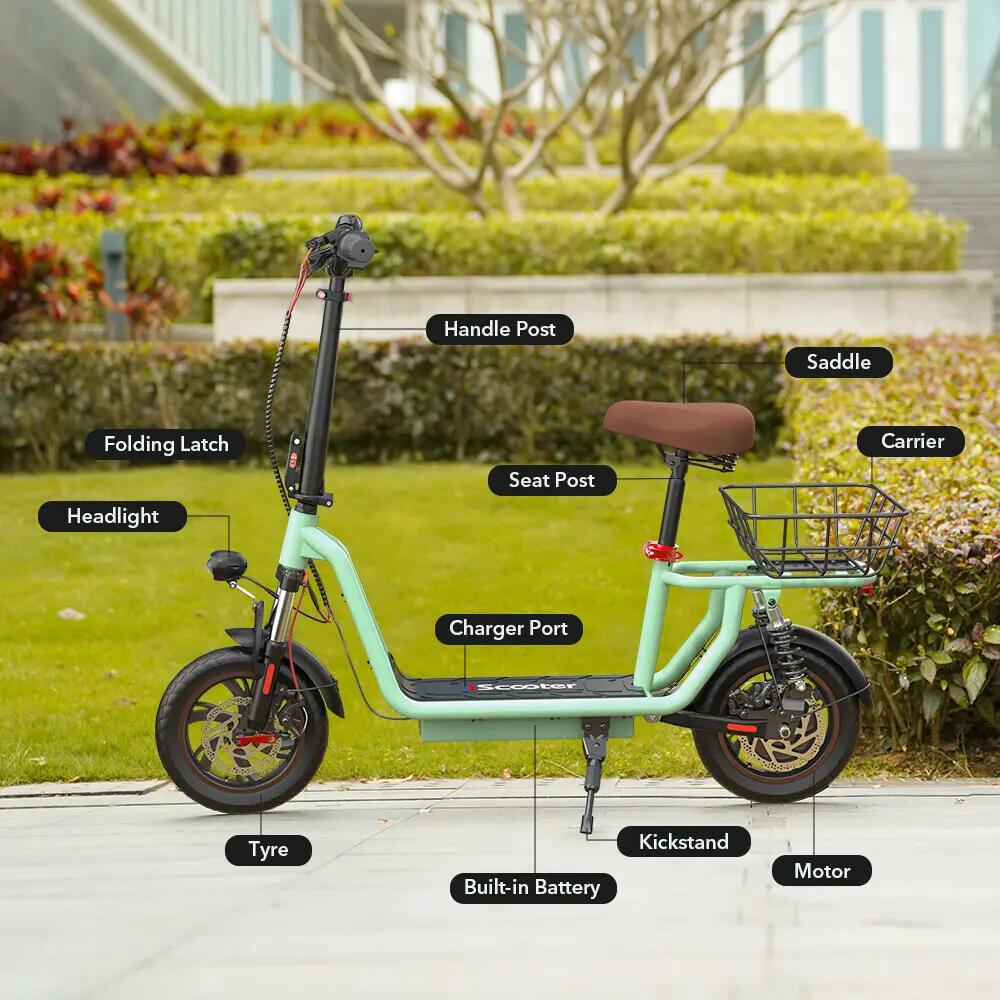iScooter i12 patinete eléctrico 25 km/h, asiento, cesta y autonomía 35 km 12/13