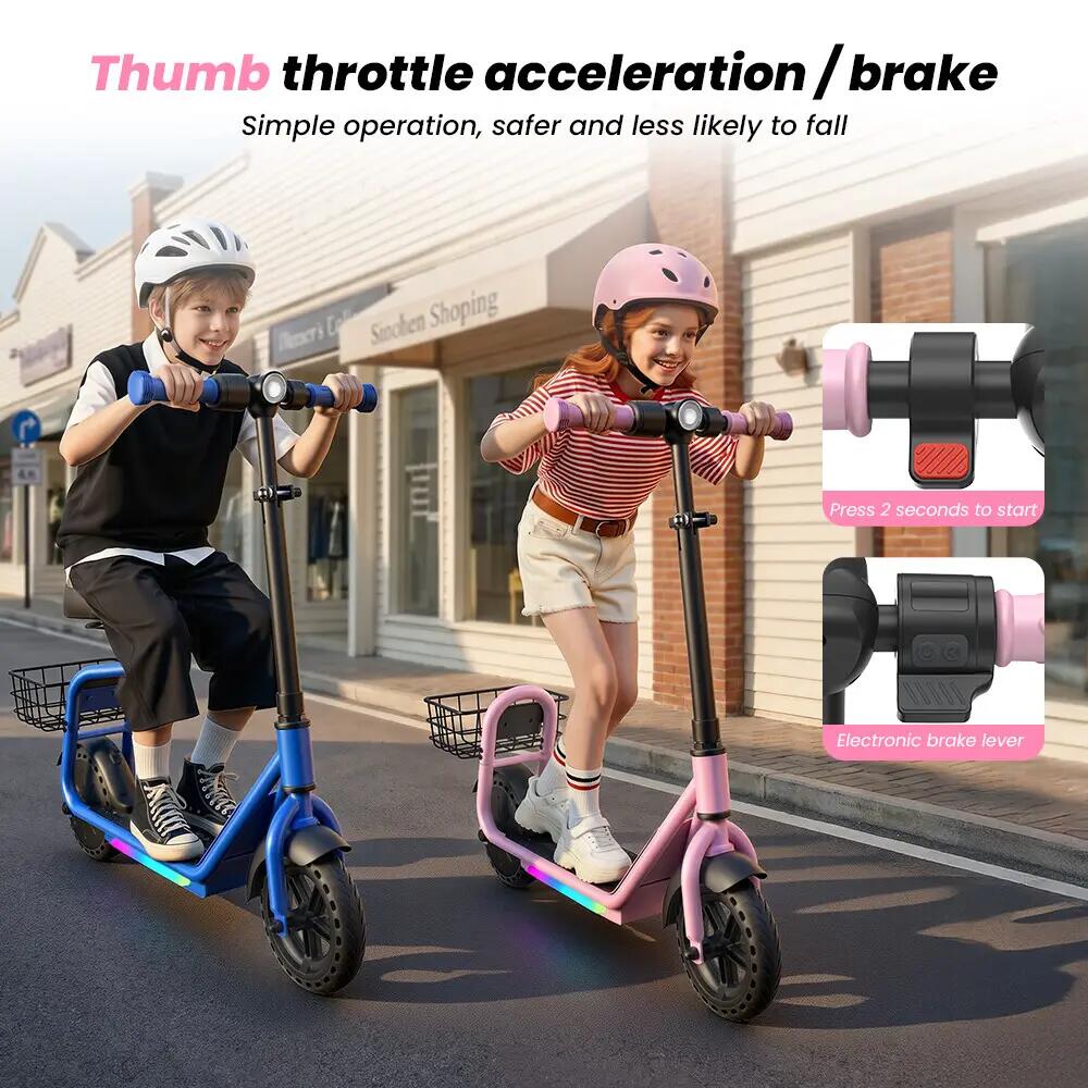 iScooter iK7 trotinete elétrica infantil 20 km/h, assento, cesto e aplicação 10/12