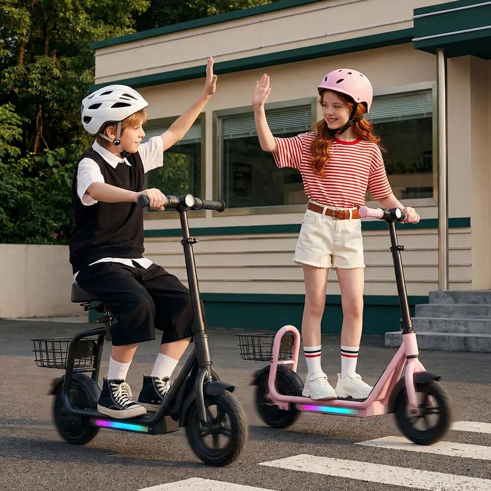 iScooter iK7 trotinete elétrica infantil 20 km/h, assento, cesto e aplicação 11/12