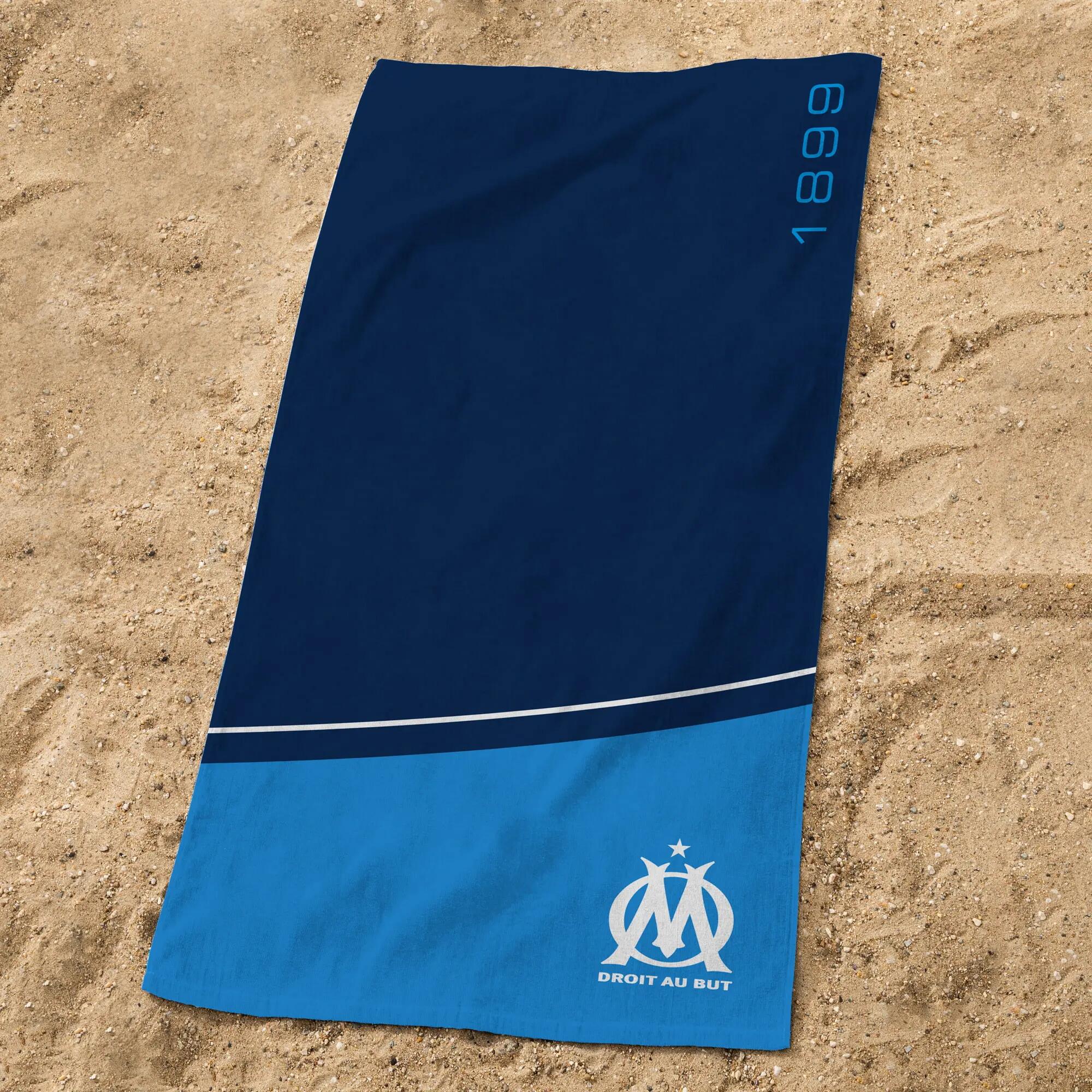 Serviette de bain 75x150 cm coton football Marseille - Curve 3/4