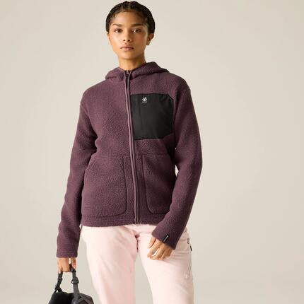 Pull à capuche en polaire Borg pour femme