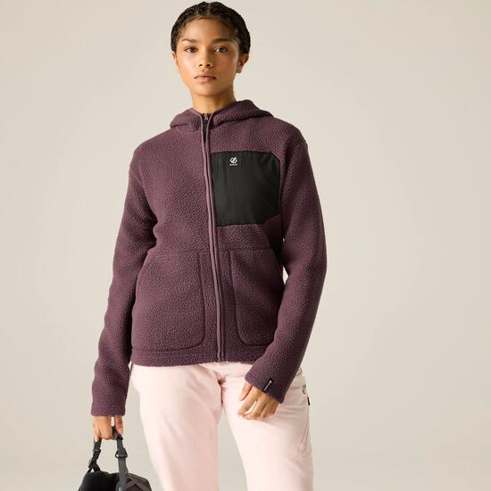 Pull à capuche en polaire Borg pour femme