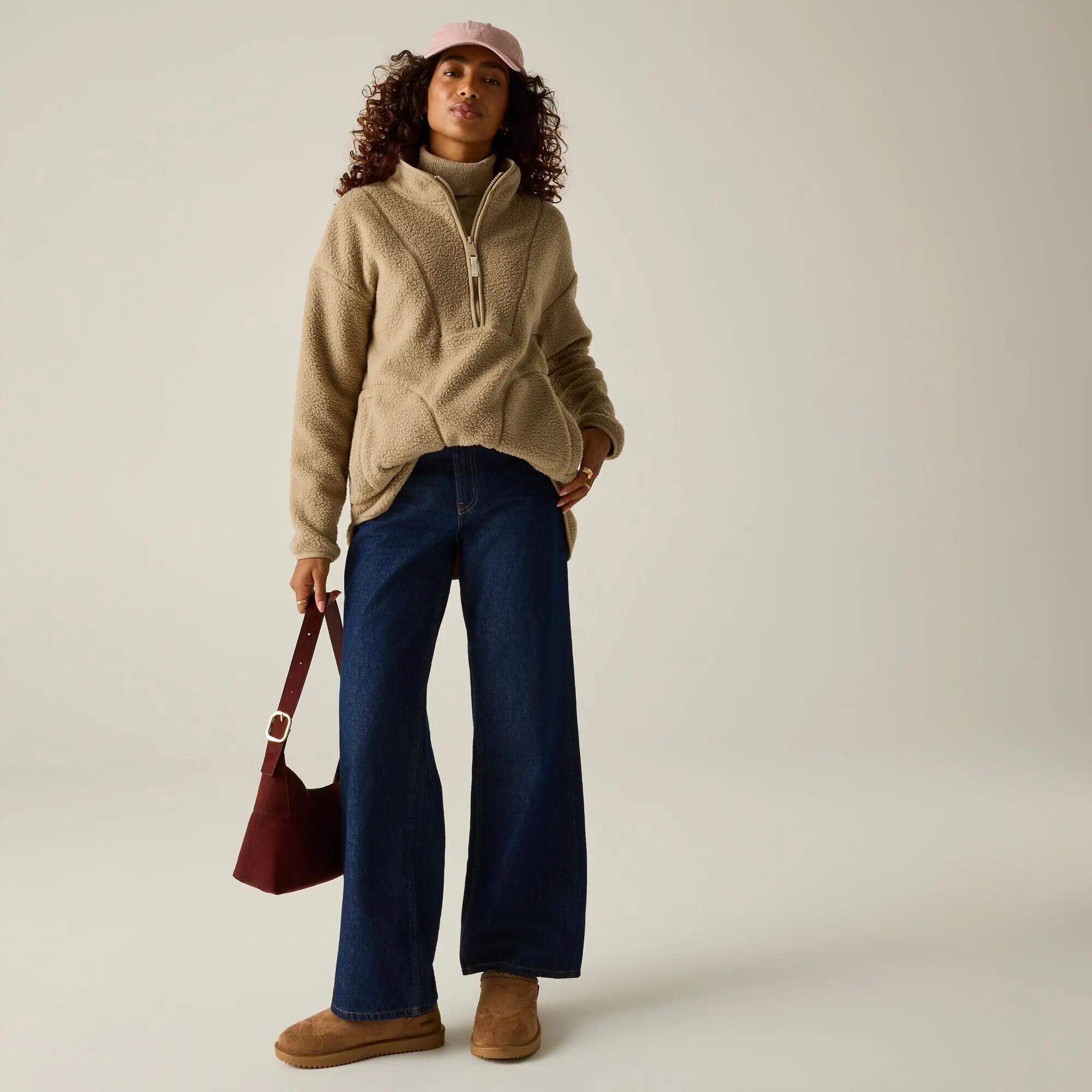 Damen-Fleecejacke von Frankie Borg (langer Schnitt, halber Reißverschluss) 7/11