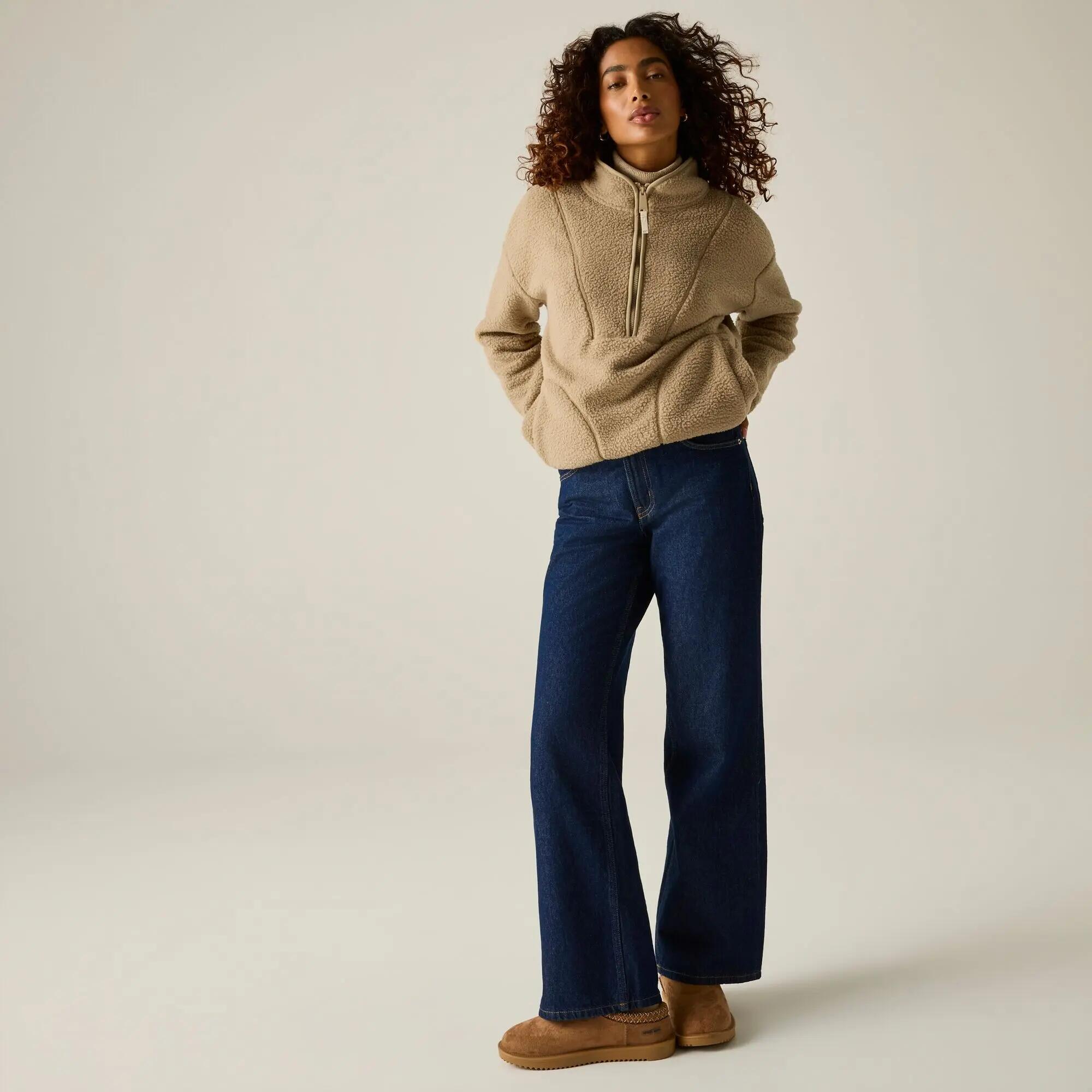 Damen-Fleecejacke von Frankie Borg (langer Schnitt, halber Reißverschluss) 4/11