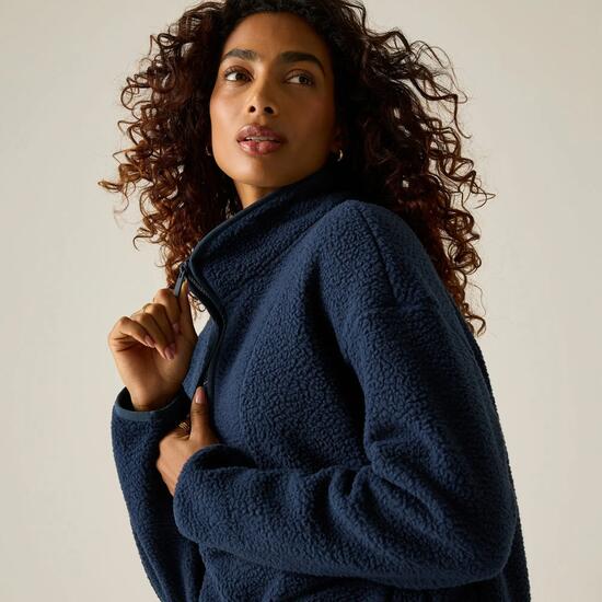 Pull polaire long à demi-zip Frankie Borg pour femme