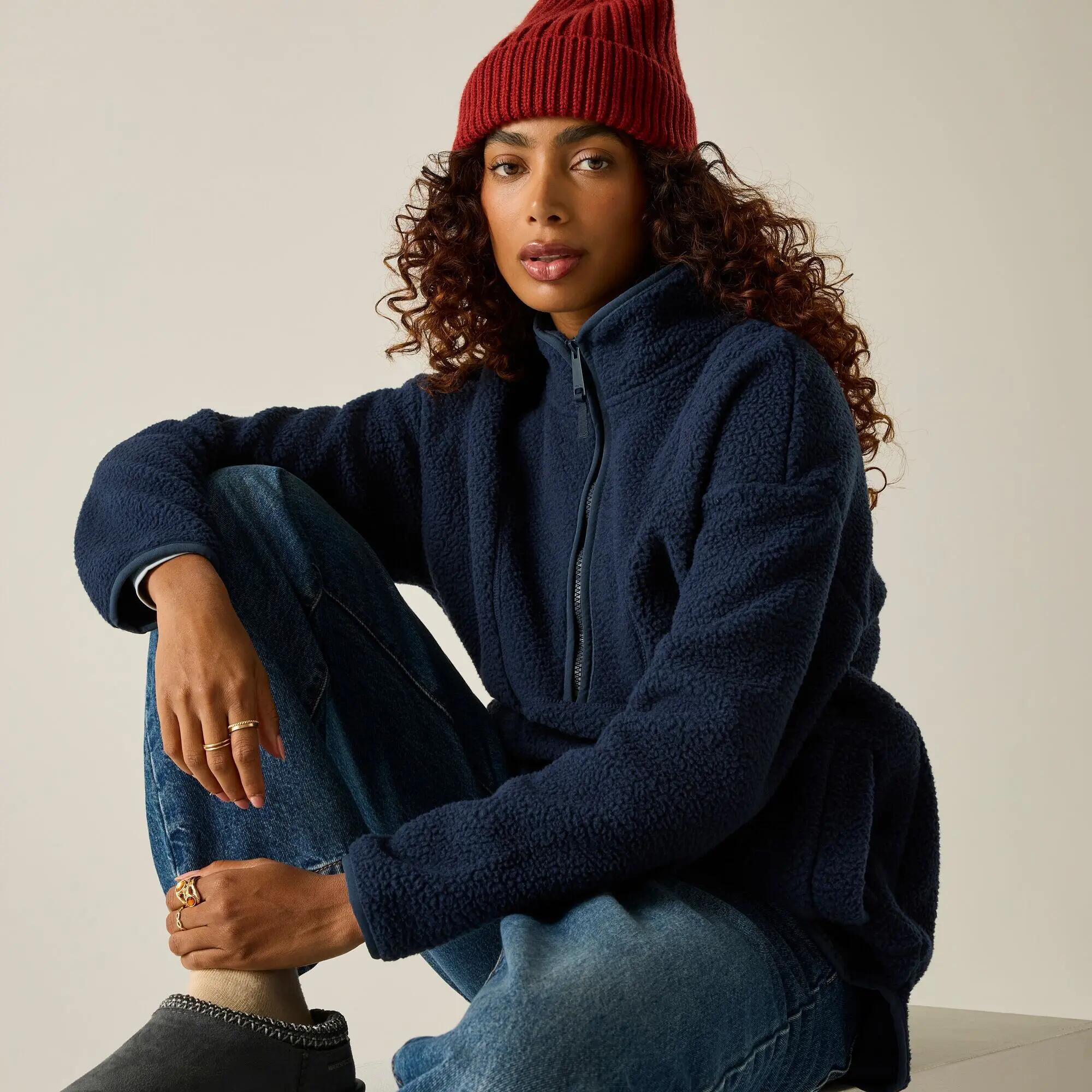 Damen-Fleecejacke von Frankie Borg (langer Schnitt, halber Reißverschluss) 8/12