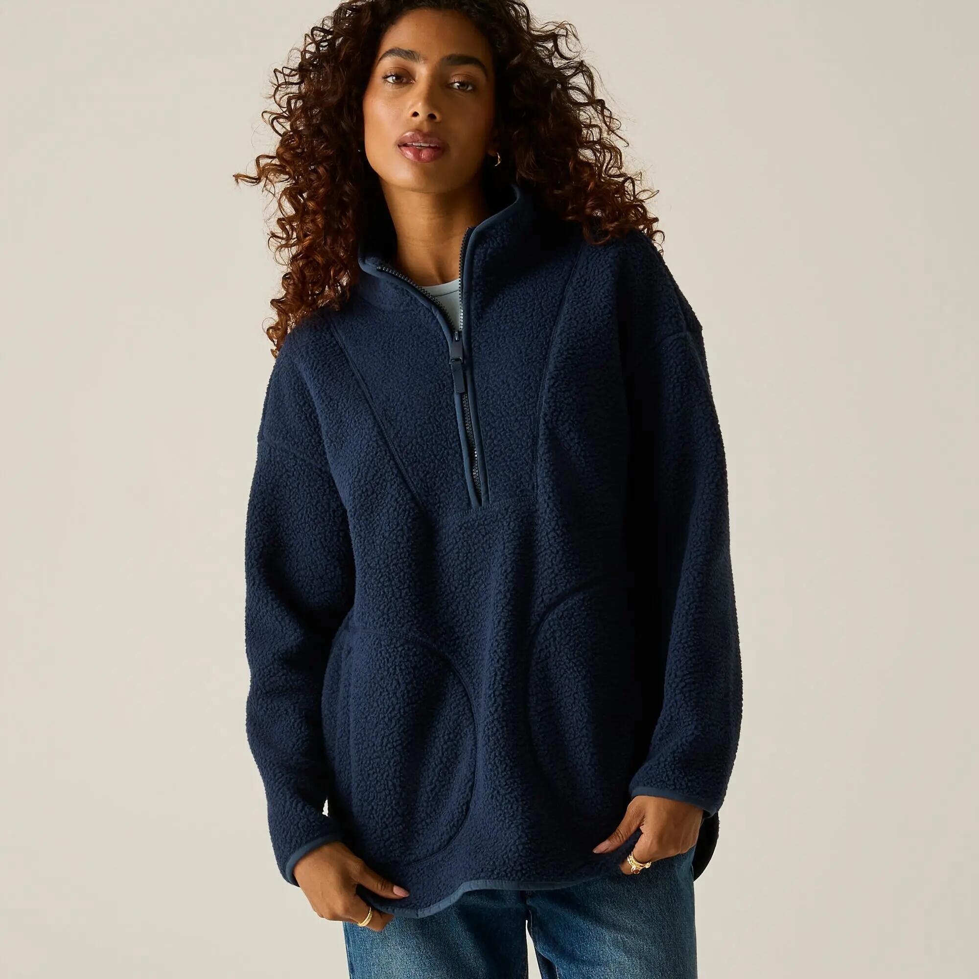 Damen-Fleecejacke von Frankie Borg (langer Schnitt, halber Reißverschluss) 5/12