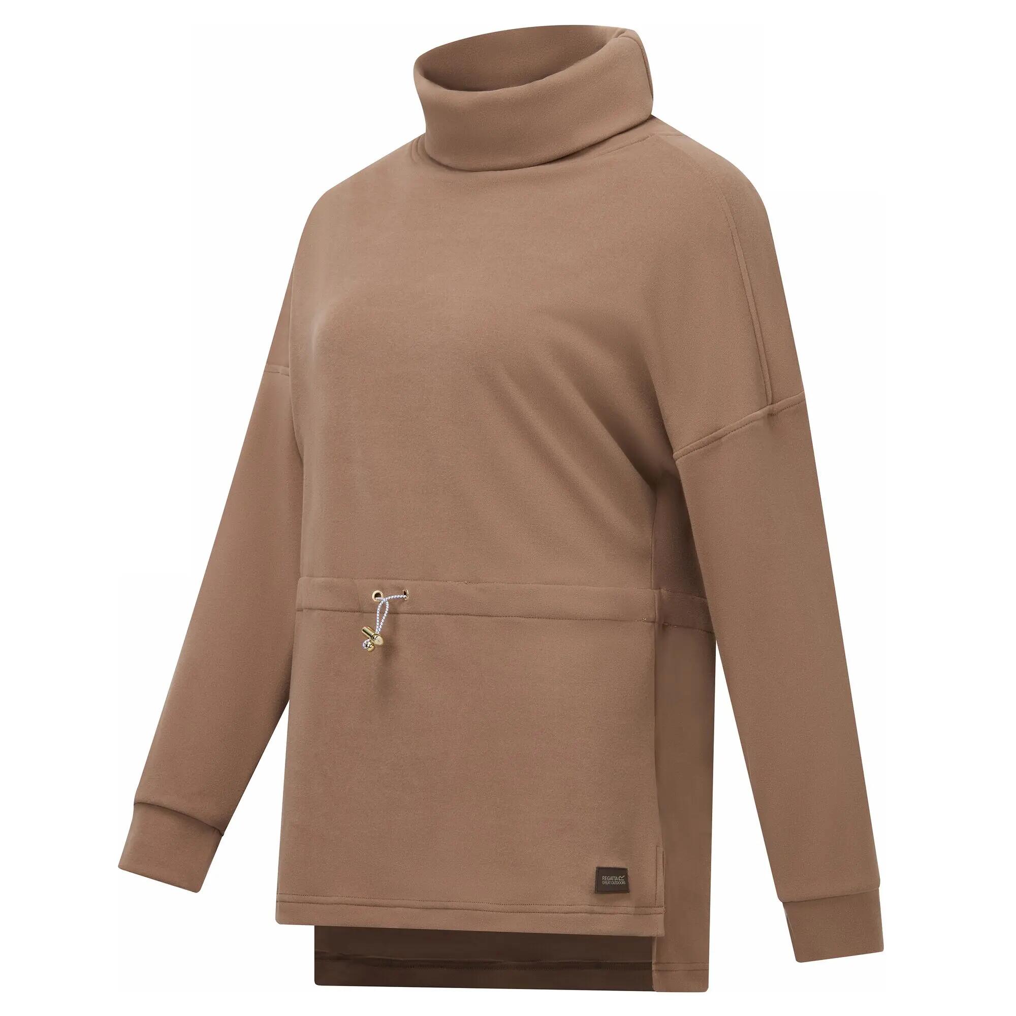 Damespullover van fleece met rolkraag 10/12