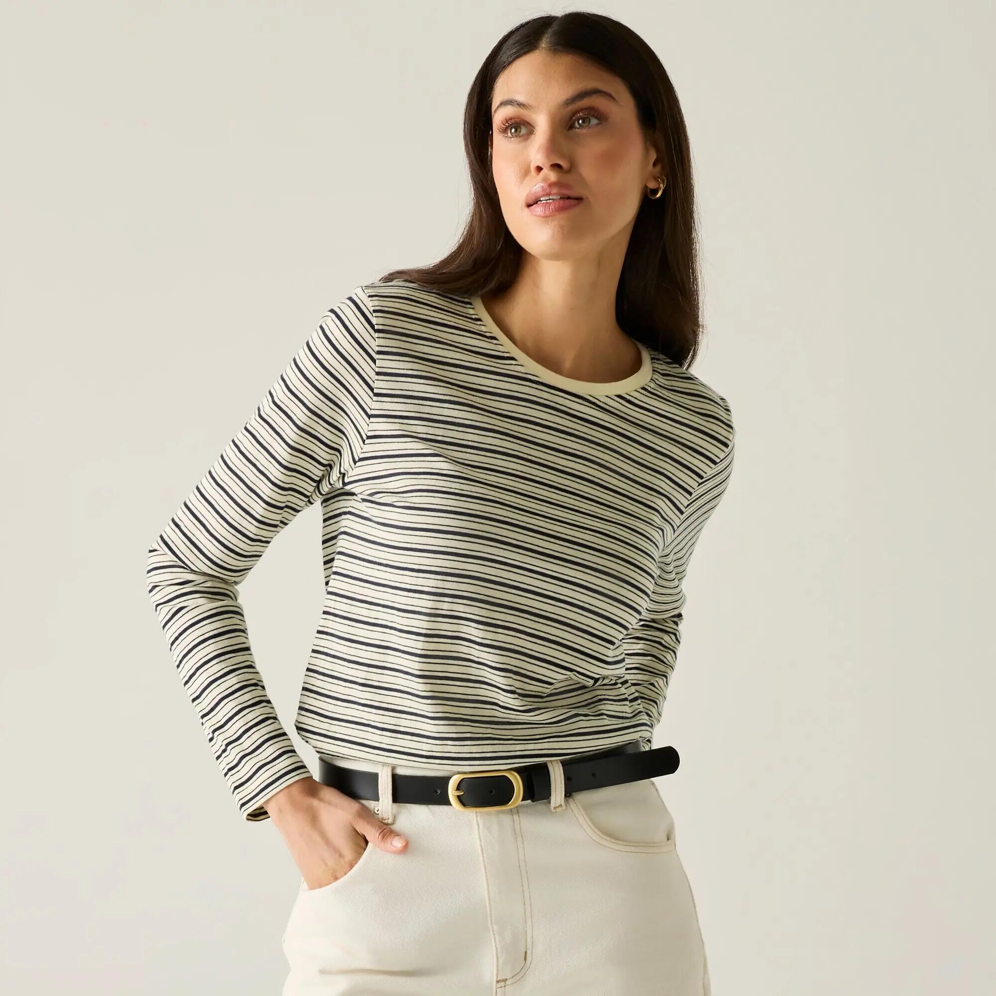 T-shirt a maniche lunghe a righe con scollo rotondo da donna Federica 5/10