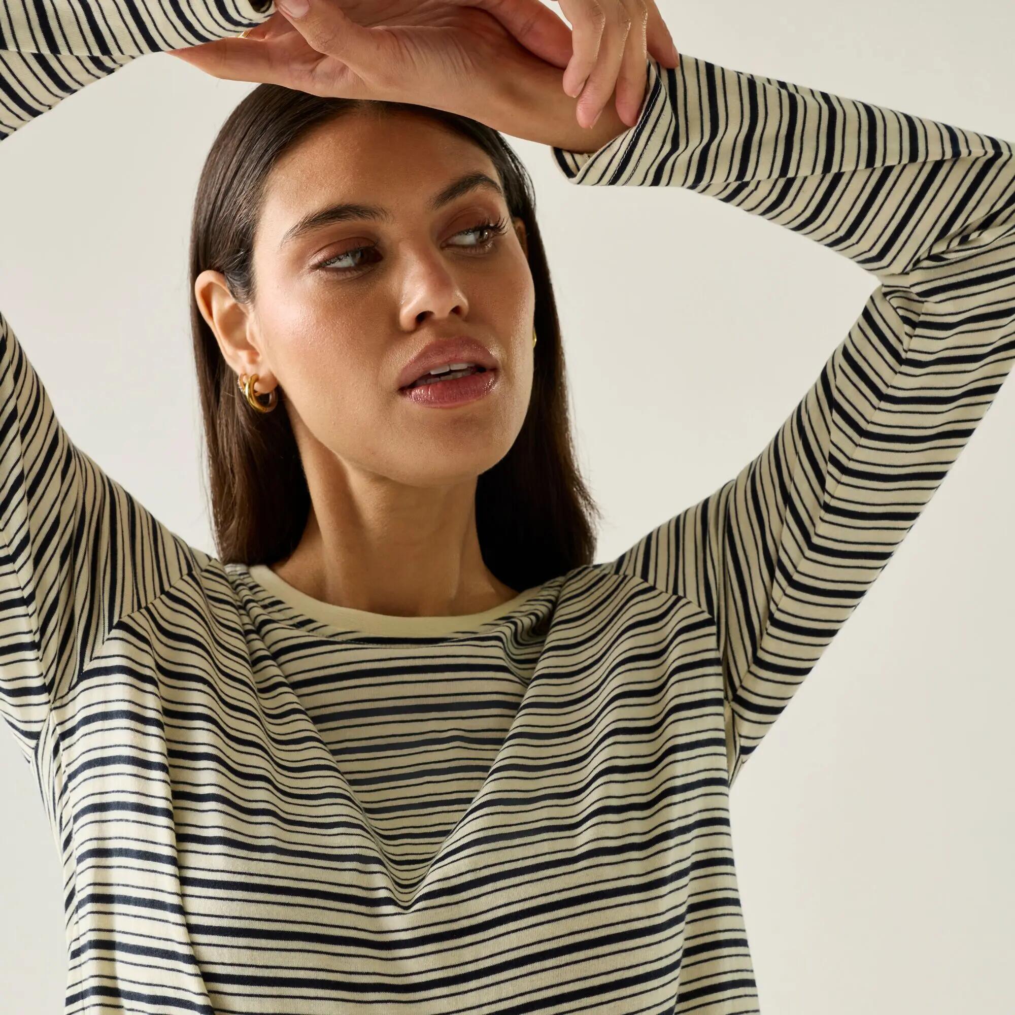 T-shirt a maniche lunghe a righe con scollo rotondo da donna Federica 6/10