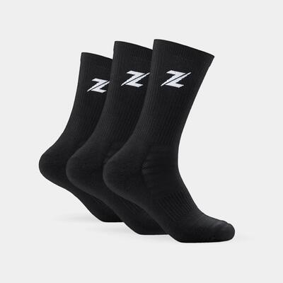 Zeuz sokken 3-pack – lange sportsokken heren & dames – zwart – maat 45-48