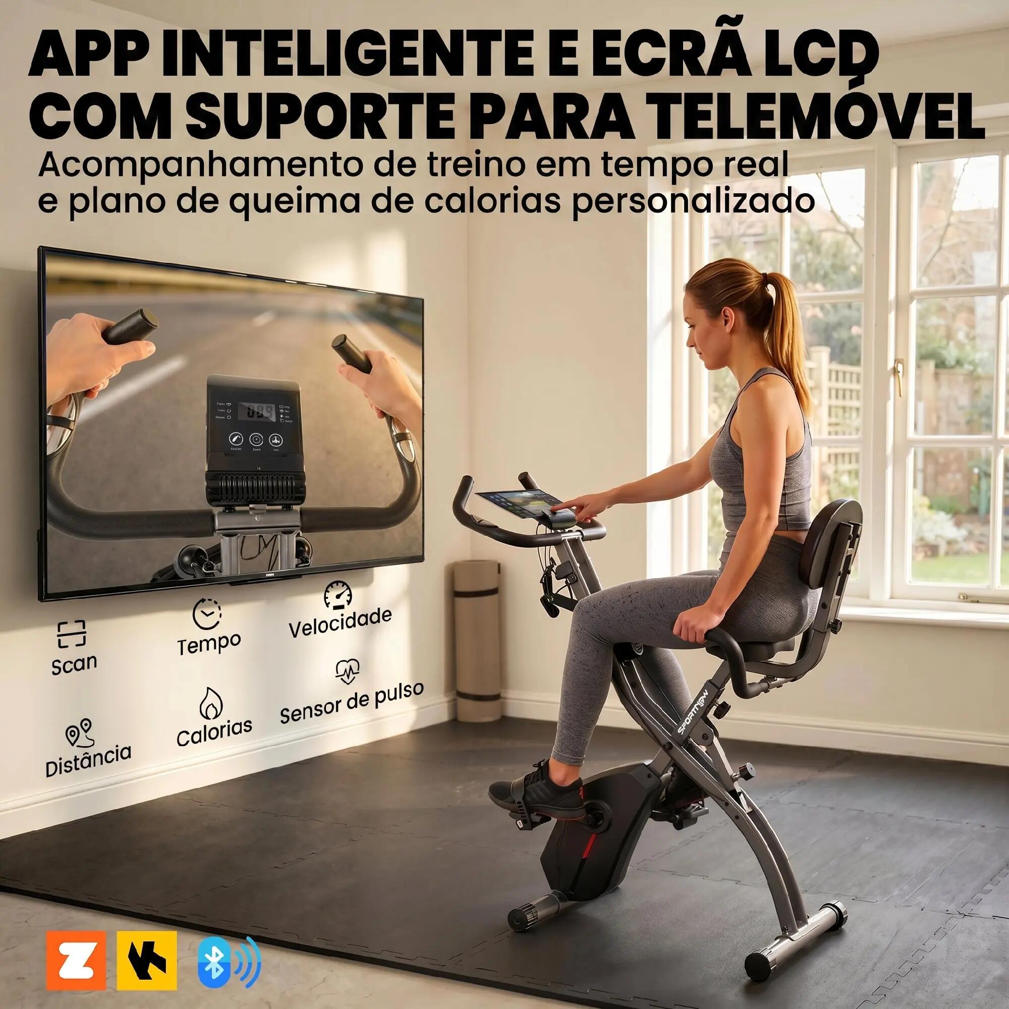 Bicicleta estática dobrável 105x53.5x109 cm preto SPORTNOW 8/11