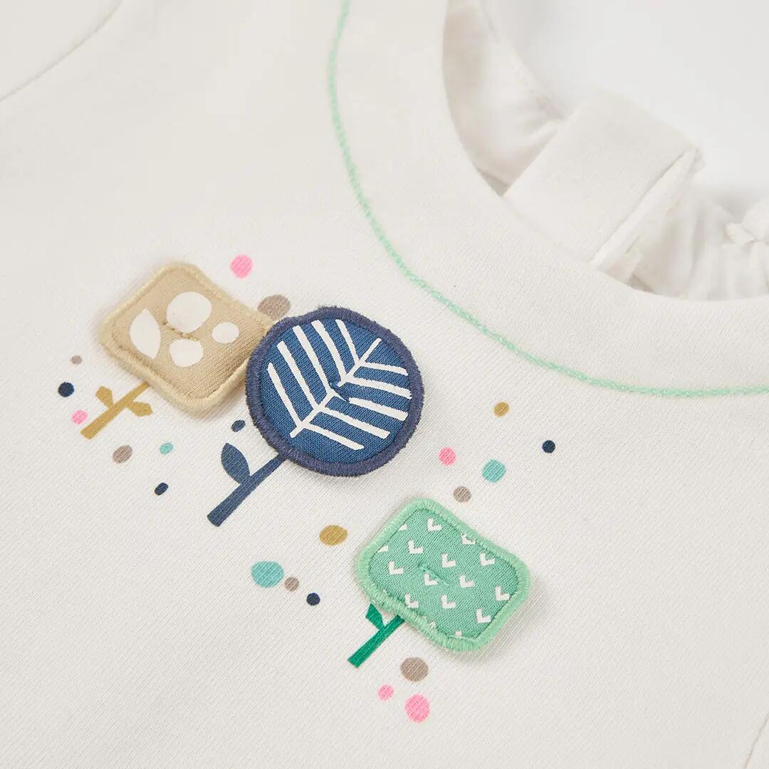 Conjunto punto bebé niña blanco estampado árboles 7/7