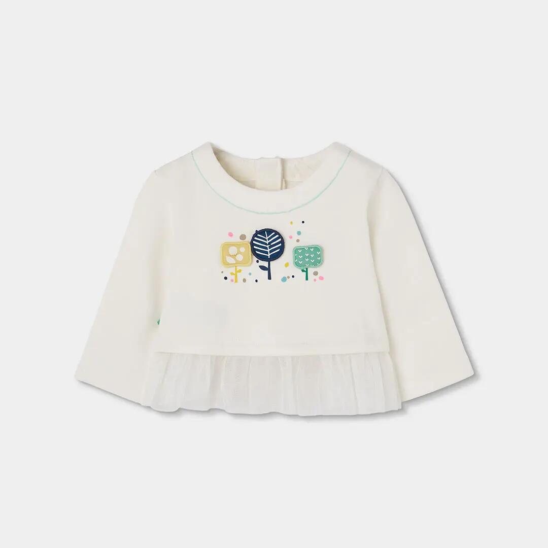 Conjunto punto bebé niña blanco estampado árboles 3/7