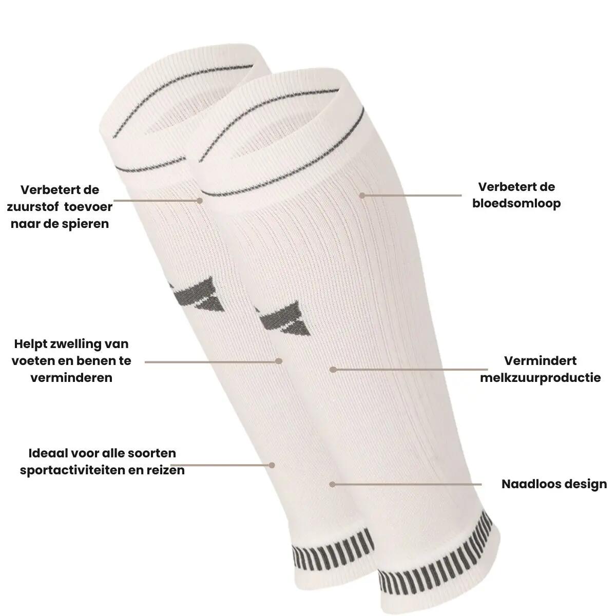Compressie Kuit Sleeves voor Hardlopen Multi White 3/4