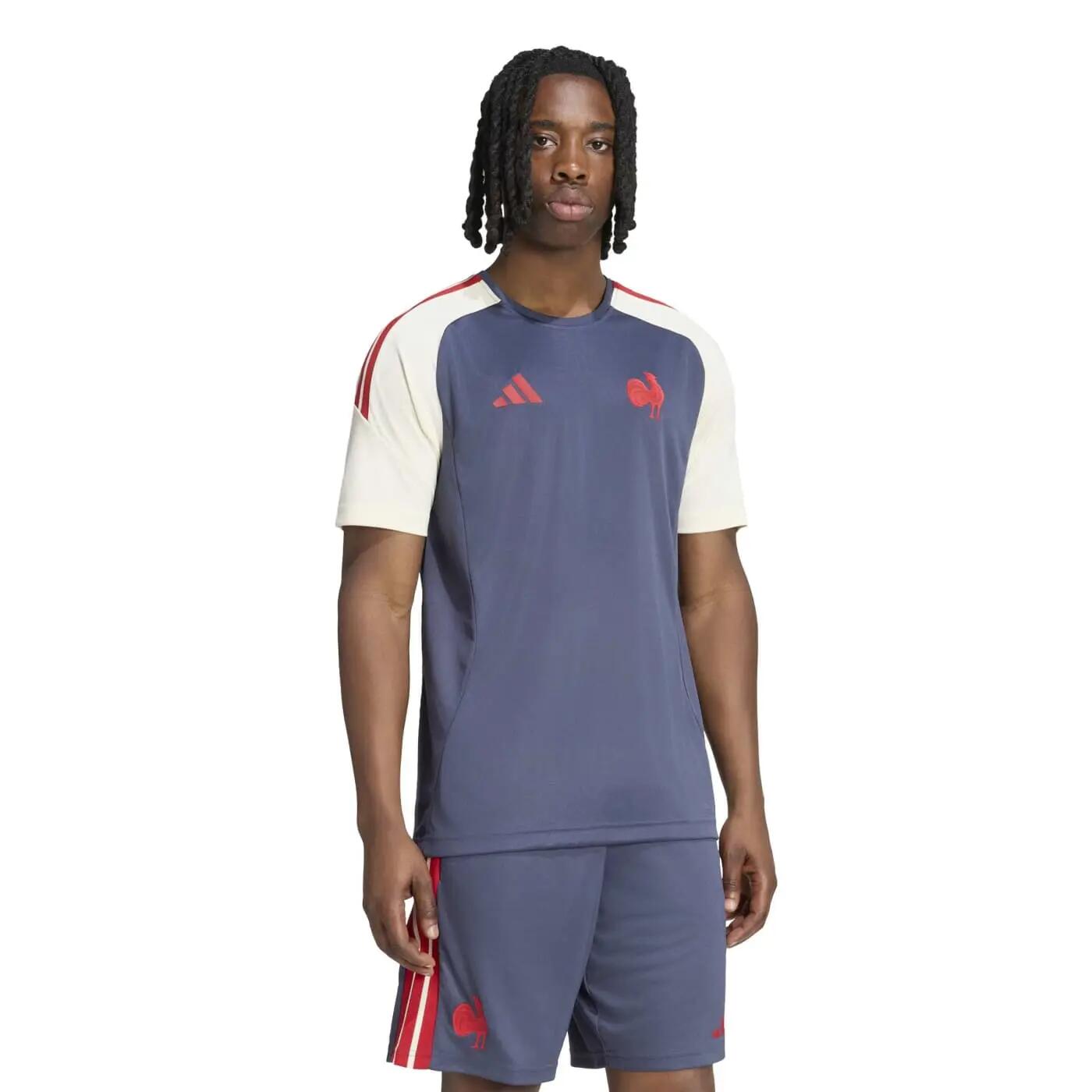 Camiseta Adidas Performance France Rugby Azul y beige 3/7