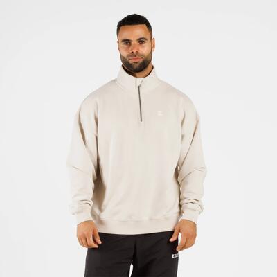 Zeuz oversized comfort trui met 1/4 rits – heren – beige – maat s