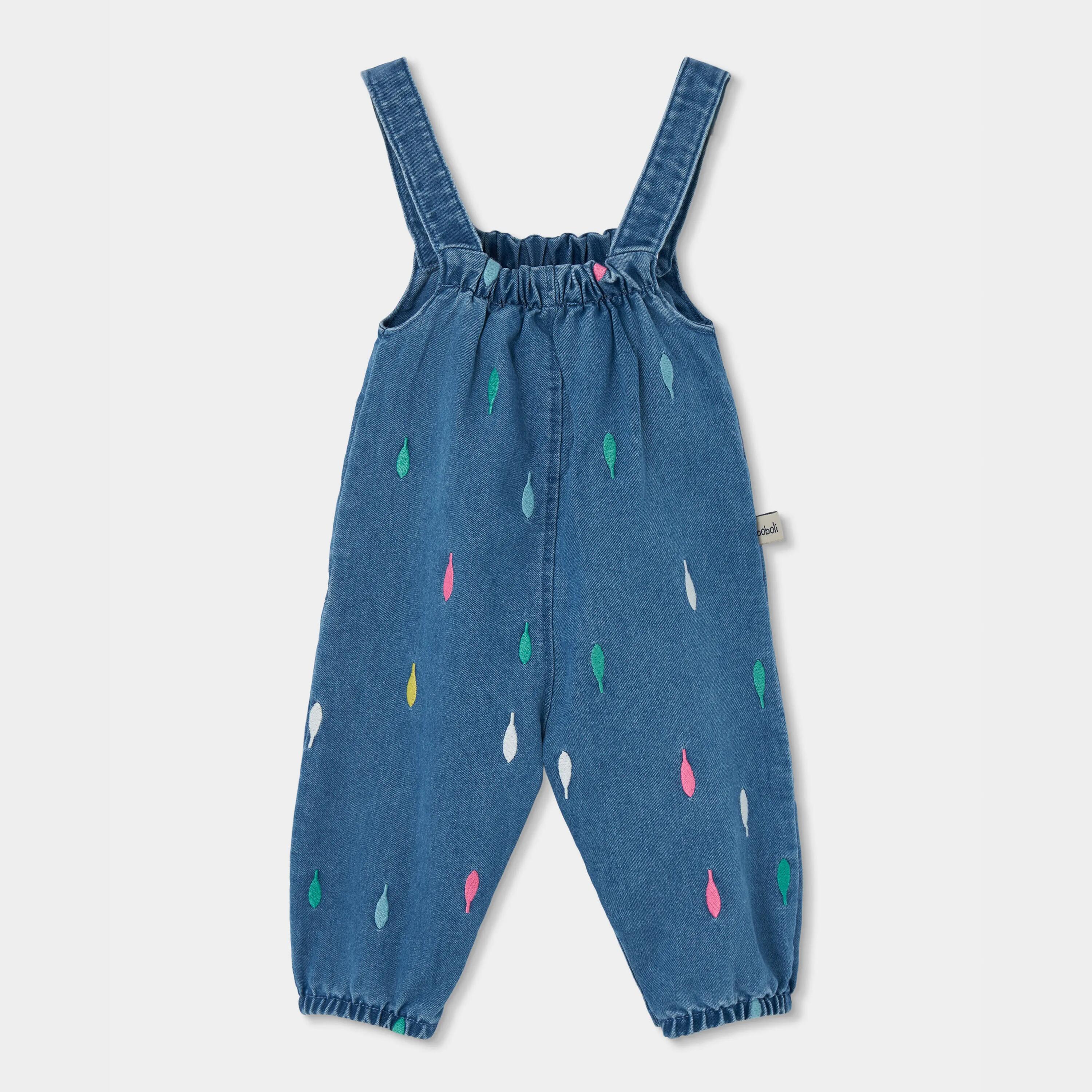 Conjunto denim bebé niña azul estampado hojas 6/7