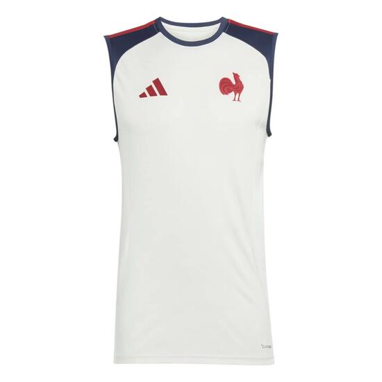 Débardeur de rugby FFR Adidas Blanc crème et bleu marine