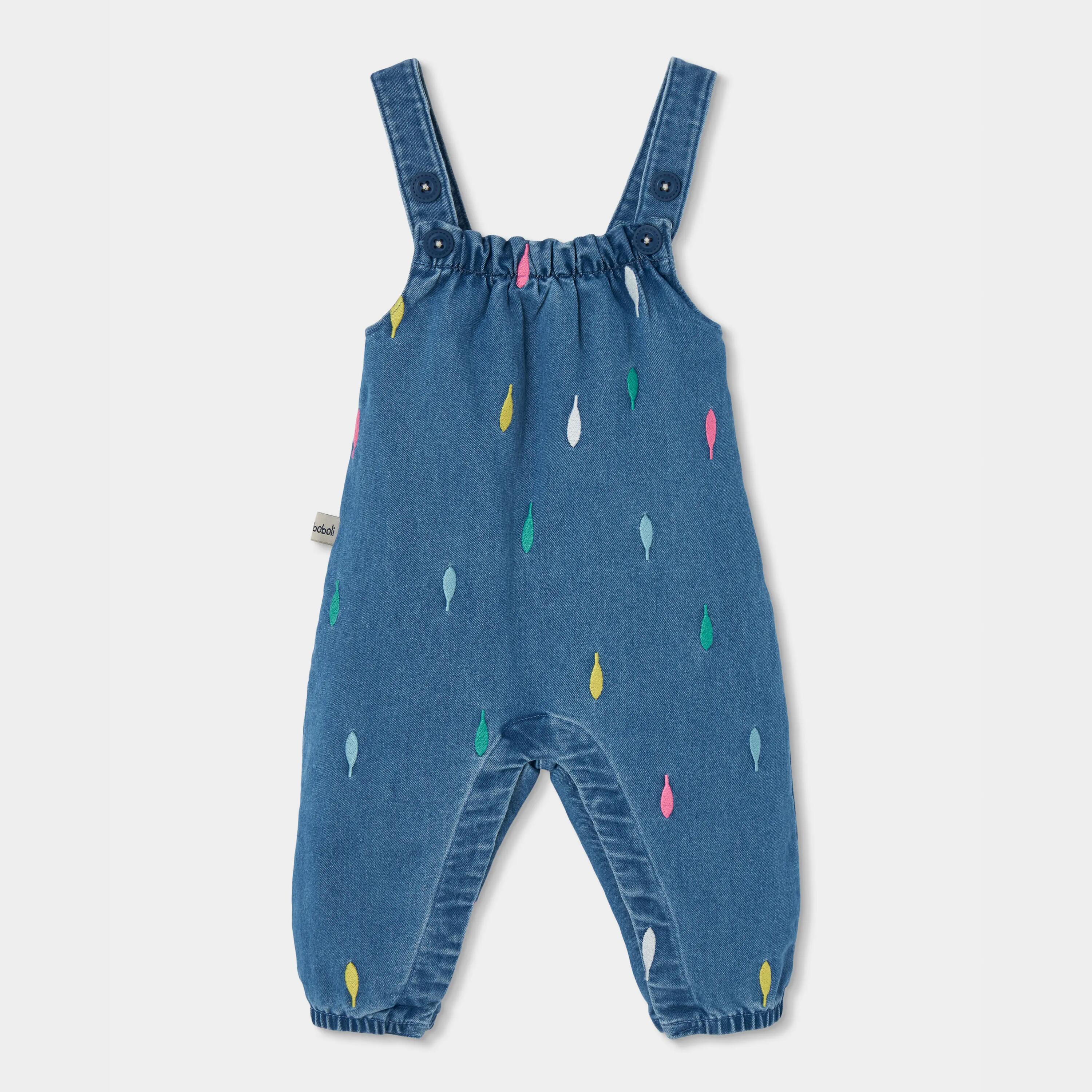 Conjunto denim bebé niña azul estampado hojas 4/7