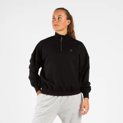 Zeuz oversized comfort trui met 1/4 rits – dames – legergroen – maat m