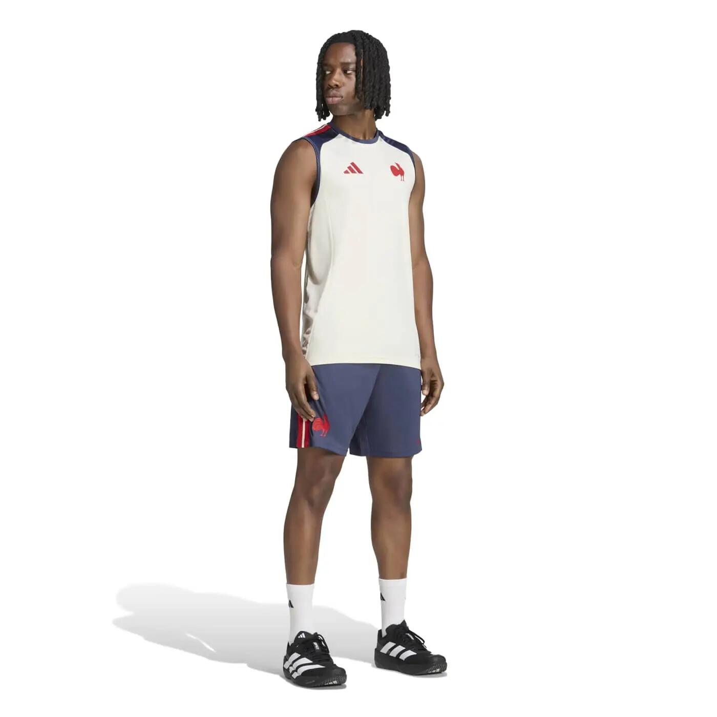 Ffr Adidas Rugby Tanktop Cremeweiß Und Marineblau 7/7