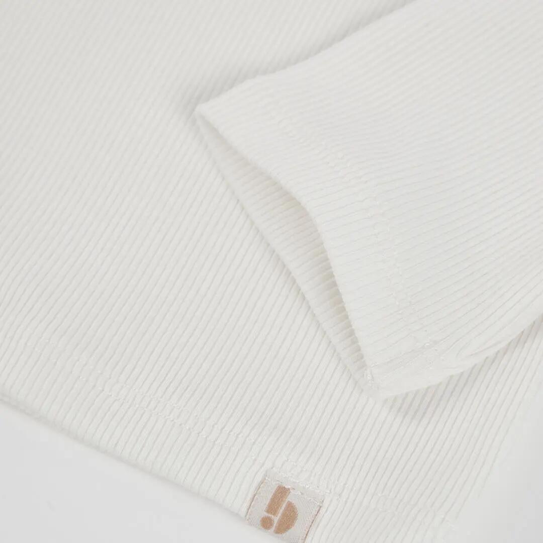 Camiseta punto canalé niña blanca cuello alto 4/4