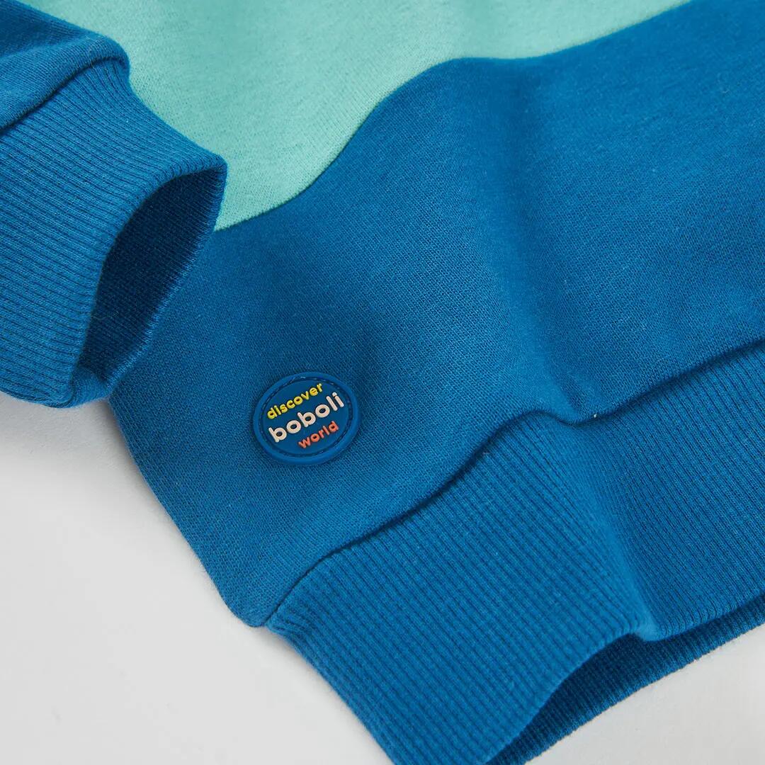 Sudadera felpa niño verde con capucha color block 4/4