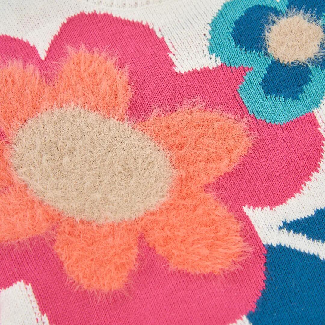 Jersey blanco niña estampado de flores 4/4