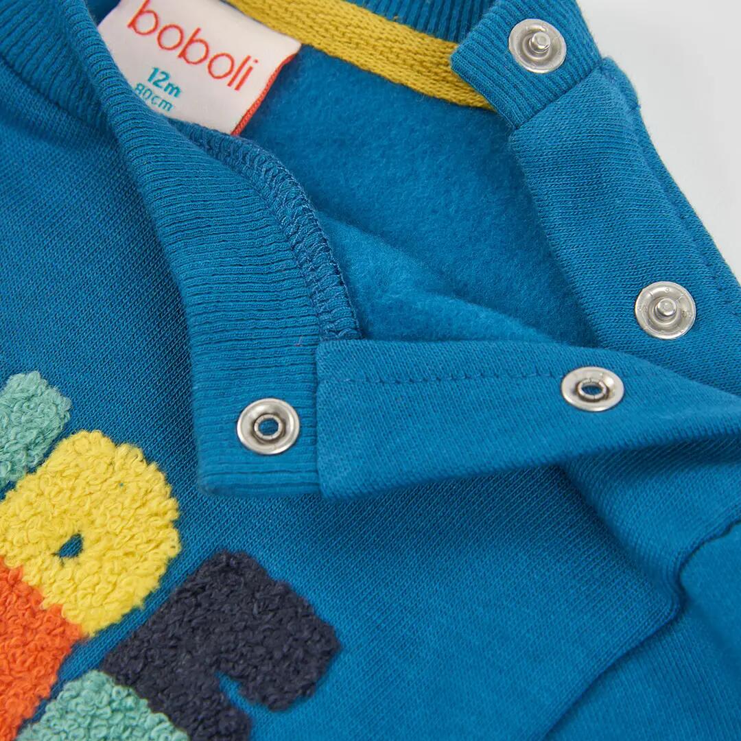 Sudadera felpa niño verde estampado Nature 3/4