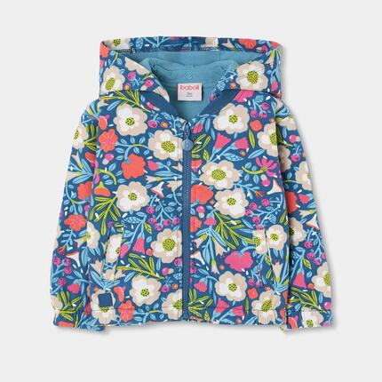 Veste fille en molleton imprimé fleurs