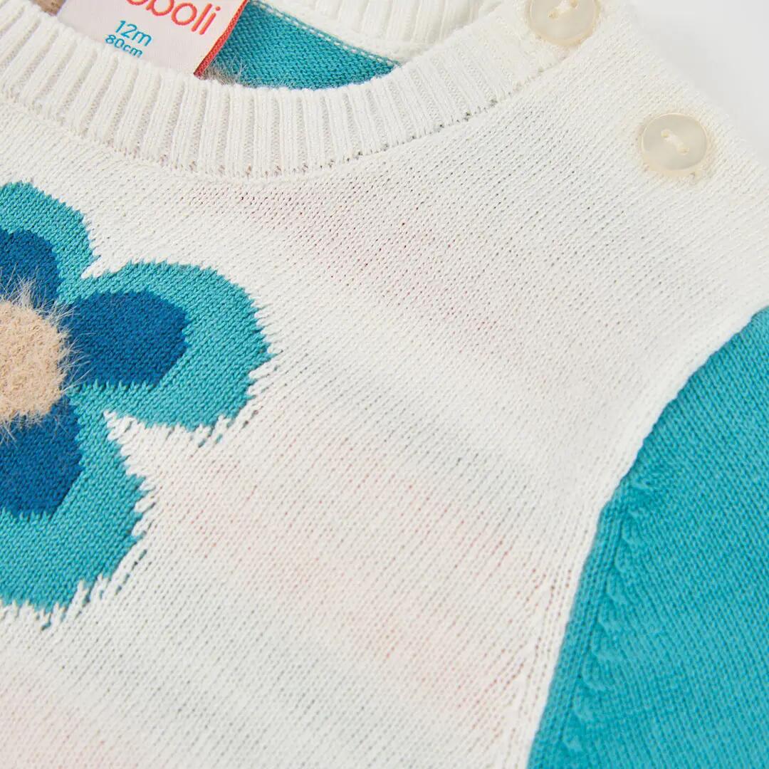 Jersey blanco niña estampado de flores 3/4