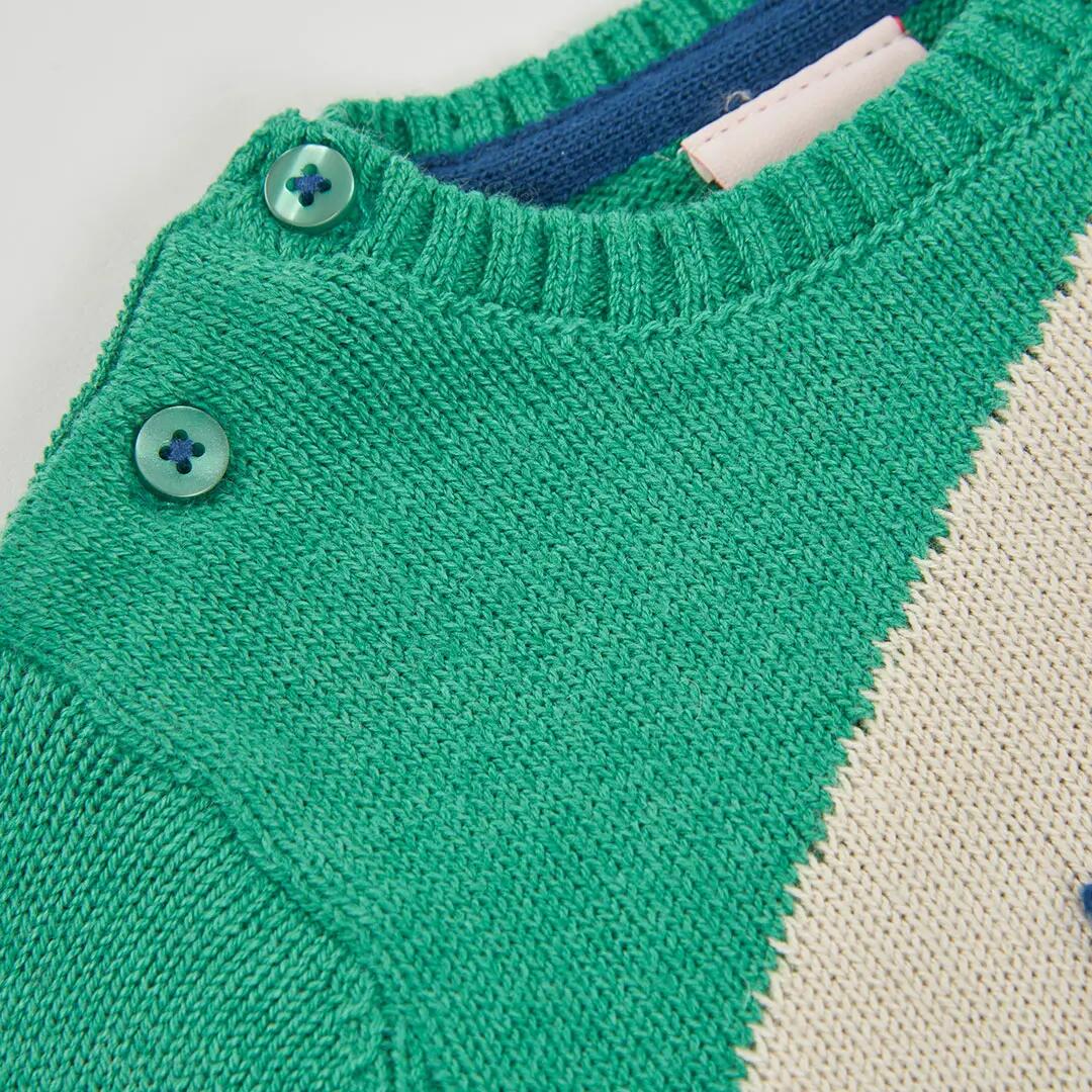 Jersey bebé niño verde estampado de elefante 3/4