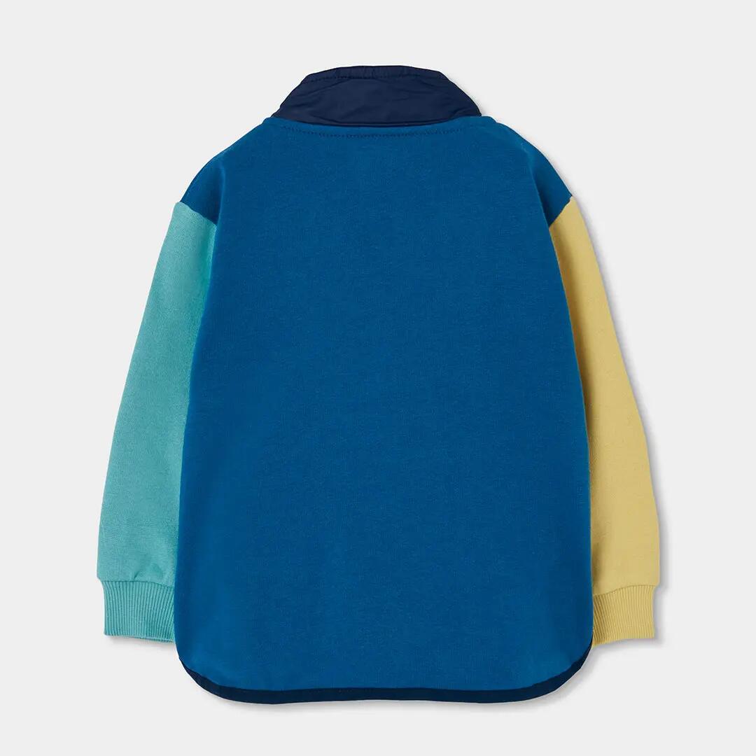 Chaqueta felpa niño verde combinada color block 2/4