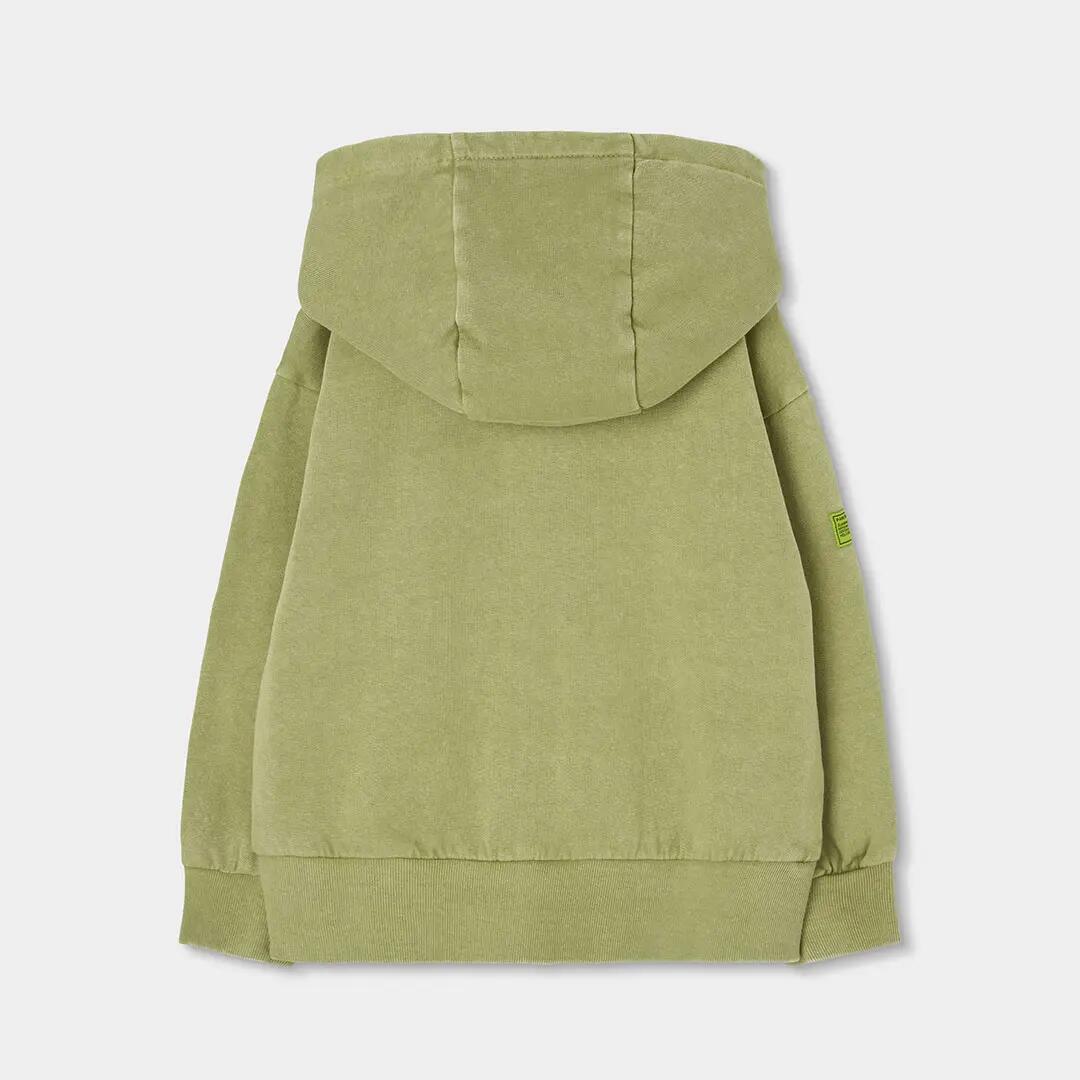 Chaqueta felpa niño verde con capucha 2/4