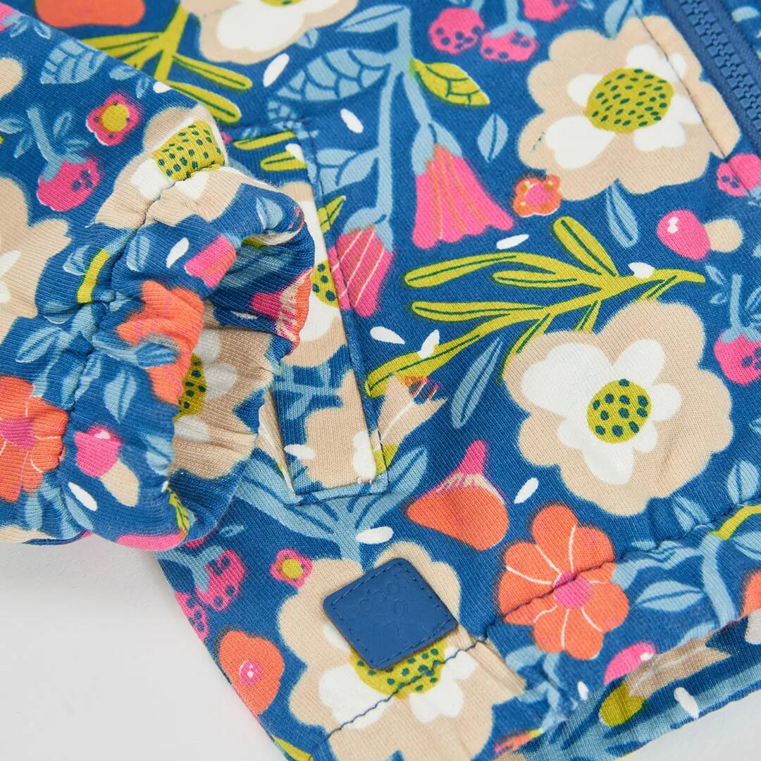 Chaqueta felpa niña verde estampado flores 4/4