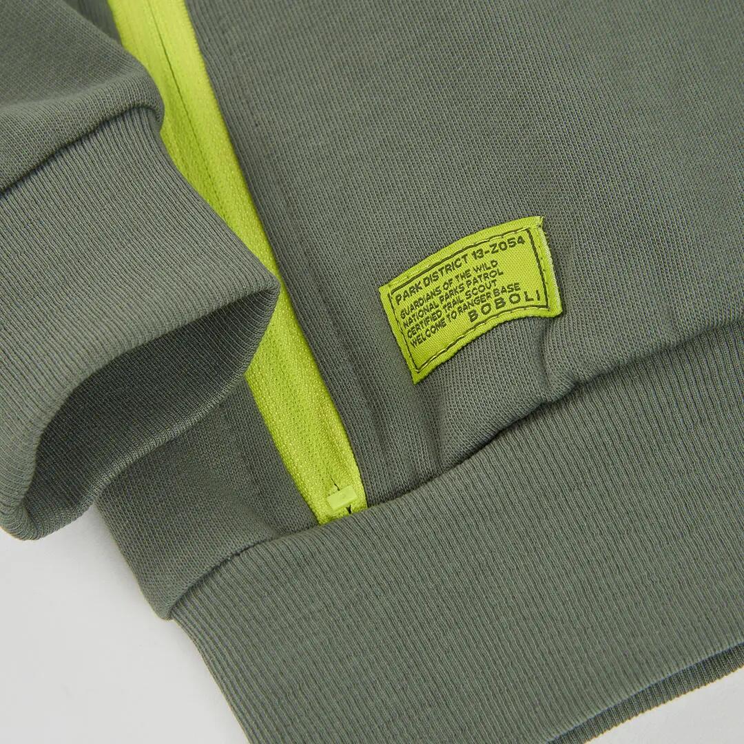 Chaqueta felpa niño gris con capucha y cremallera 4/4