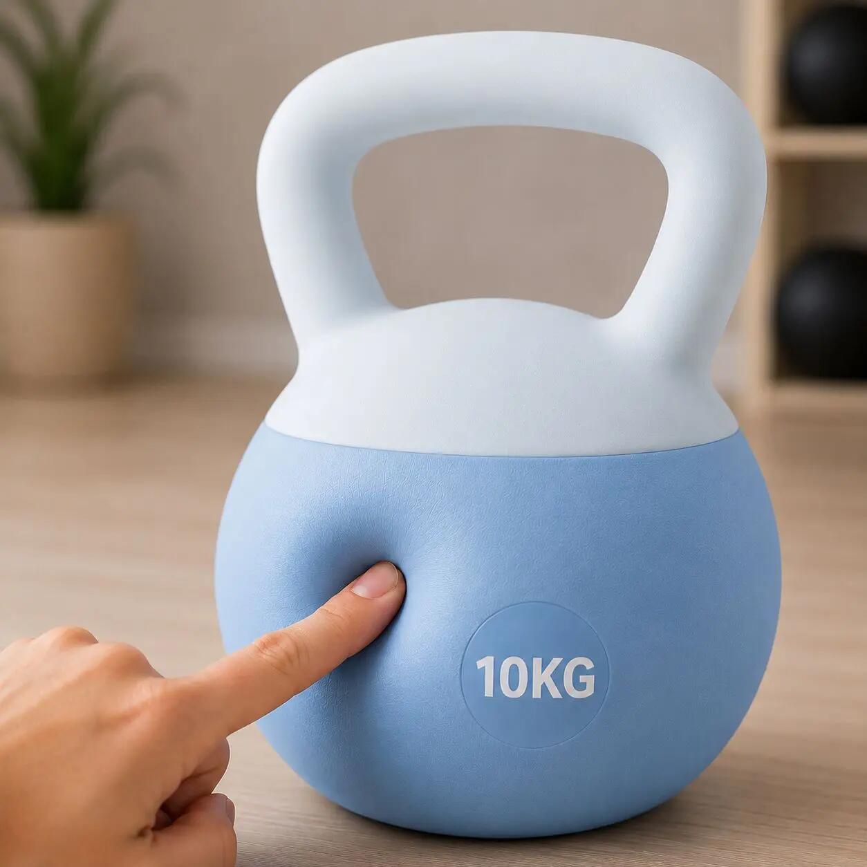 Kettlebell 10 kg Premium Miękka Podstawa Ciężarek Fitness Trening Domowy blue 6/6