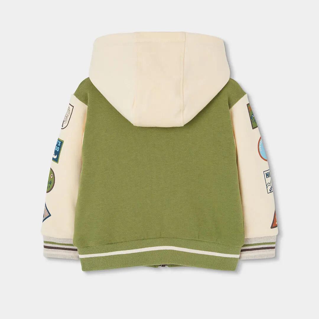 Chaqueta felpa niño verde con parches aventura 2/4