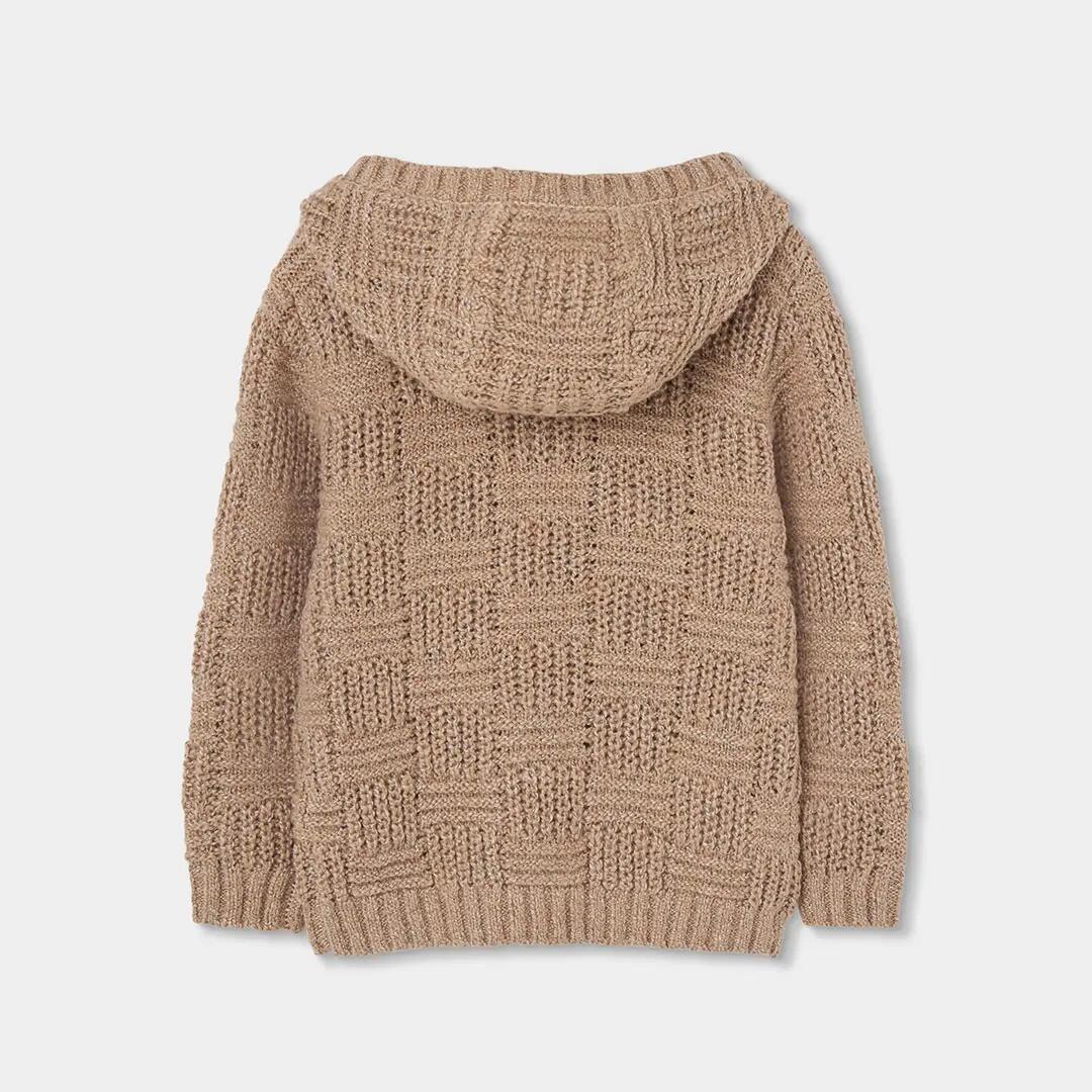 Jersey niño marrón con capucha y parches 2/4