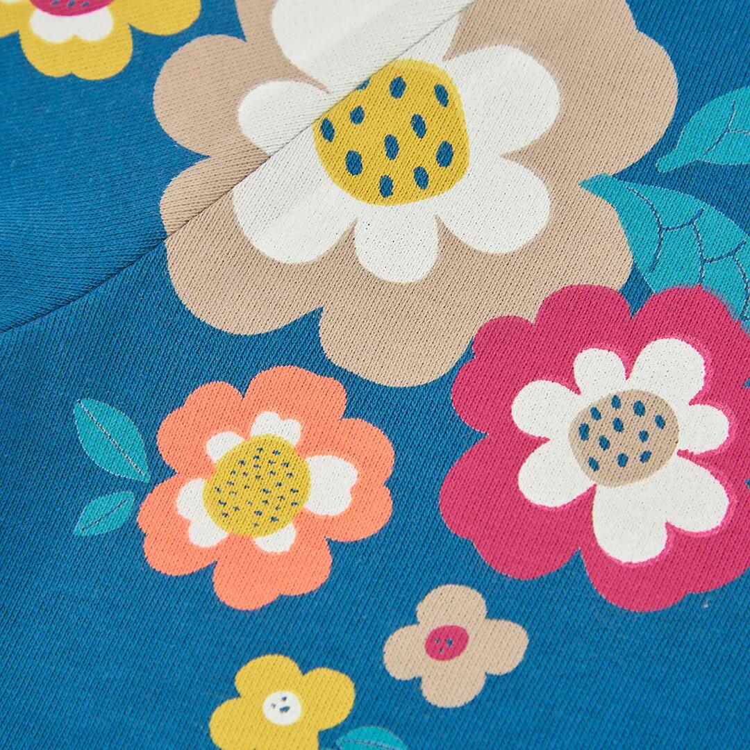 Sudadera felpa niña verde estampado flores 4/4