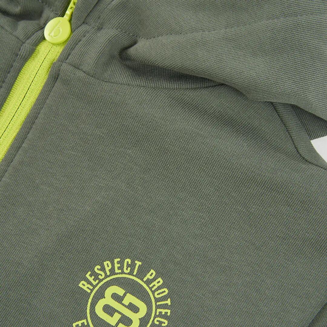 Chaqueta felpa niño gris con capucha y cremallera 3/4