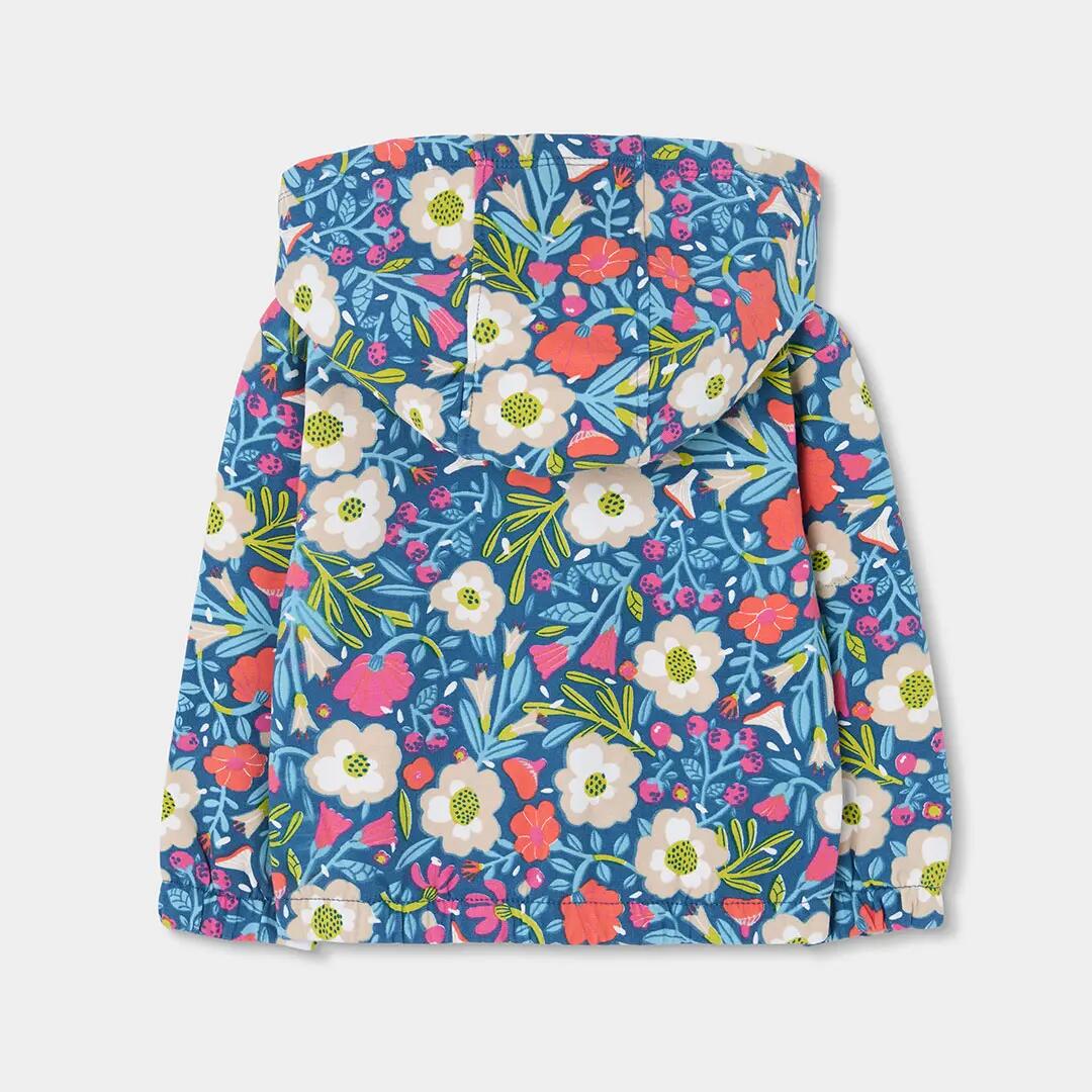 Chaqueta felpa niña verde estampado flores 2/4