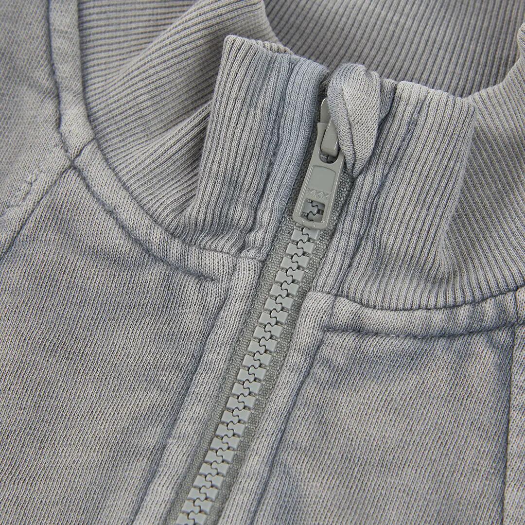 Chaqueta felpa niña gris con cremallera 3/4
