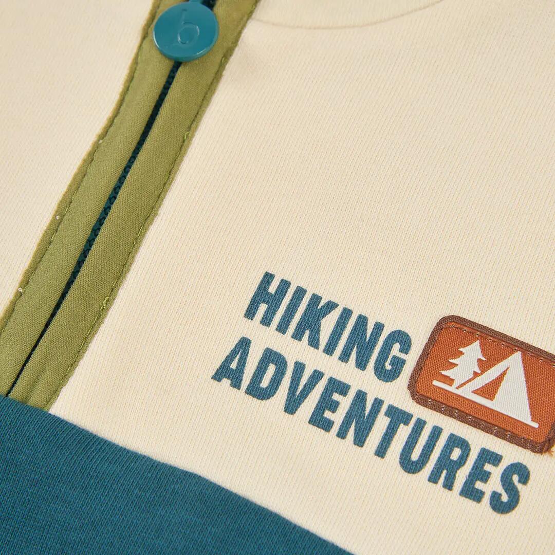 Sudadera felpa niño crudo tricolor Hiking Adventures 3/4