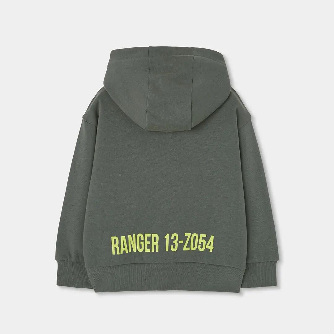 Chaqueta felpa niño gris con capucha y cremallera 2/4