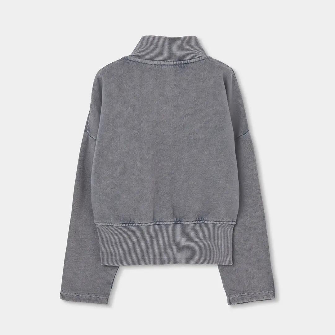 Chaqueta felpa niña gris con cremallera 2/4