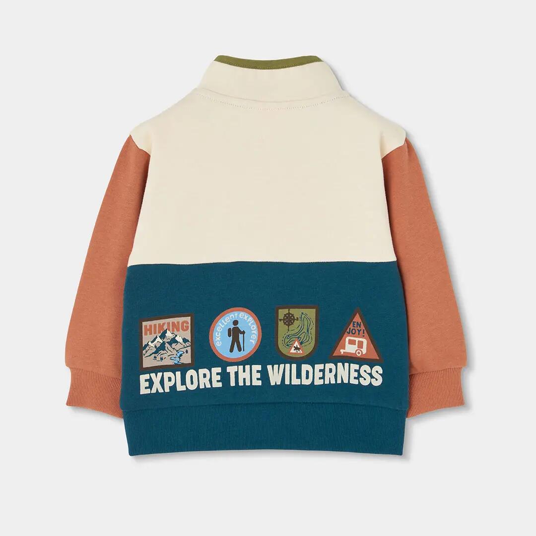 Sudadera felpa niño crudo tricolor Hiking Adventures 2/4