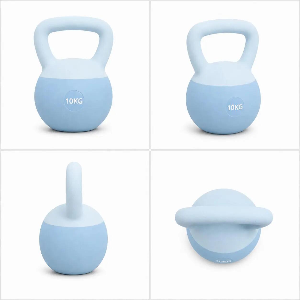 Kettlebell 10 kg Premium Miękka Podstawa Ciężarek Fitness Trening Domowy blue 2/6